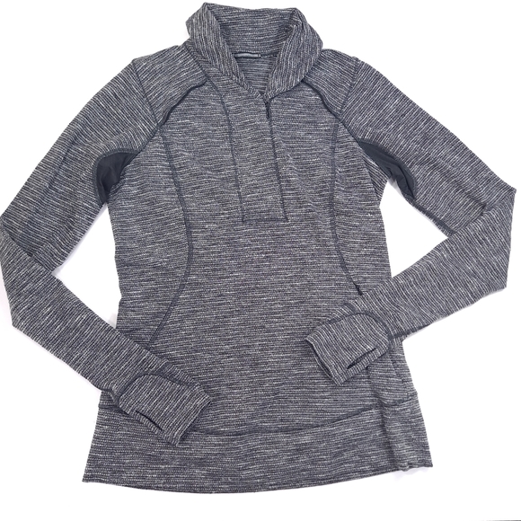 Lululemon Think Fast Women’s Pullover Heathered Black White Coco Pique - Size 10 - Picture 6 of 16
